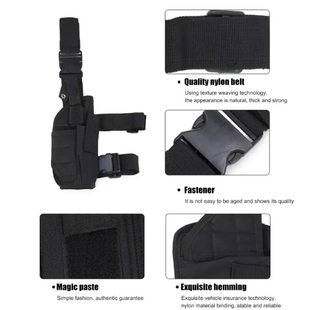 Coldre tático para coxa - bolsa universal para pistola destro com arnês para pernas para todas as armas