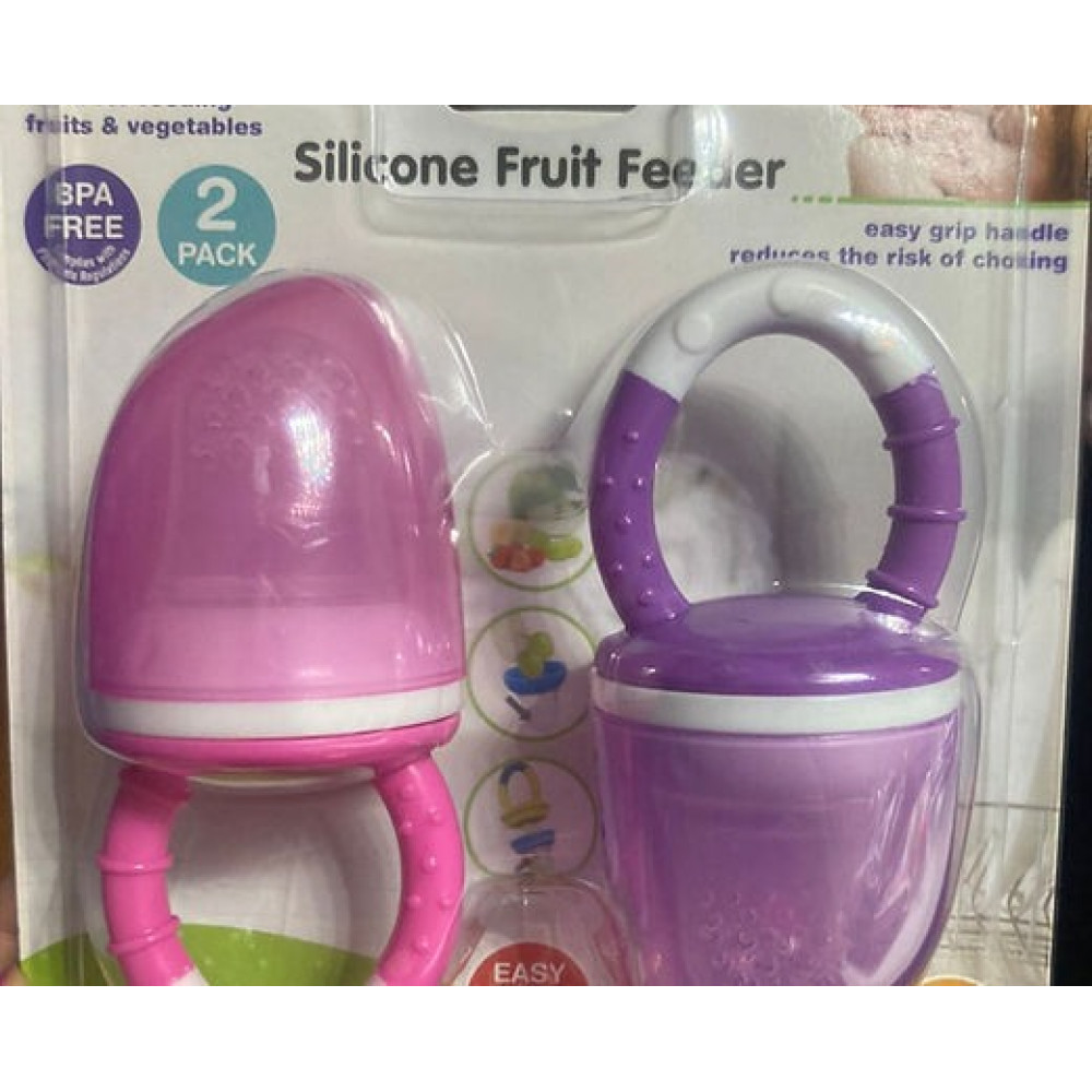 Alimentador de frutas de silicone com 2 unidades Cribmates (ESCOLHER A COR)