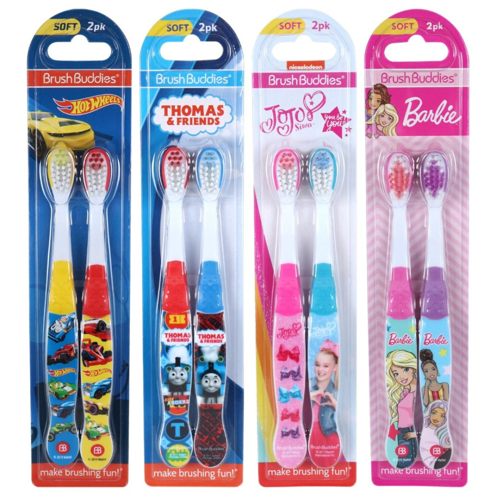 Escovas de dente infantis com personagens licenciados da Brush Buddies, 2 ct. Pacotes
