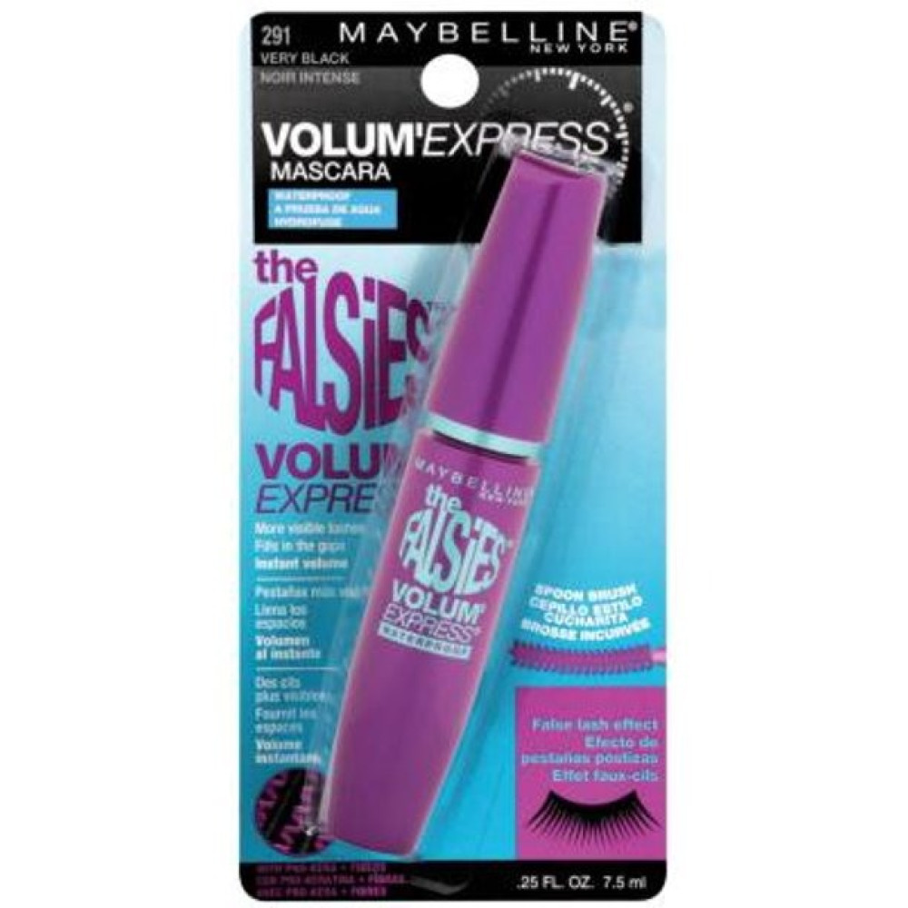 Máscara à prova d'água Maybelline Volum' Express The Falsies, muito preta [291]