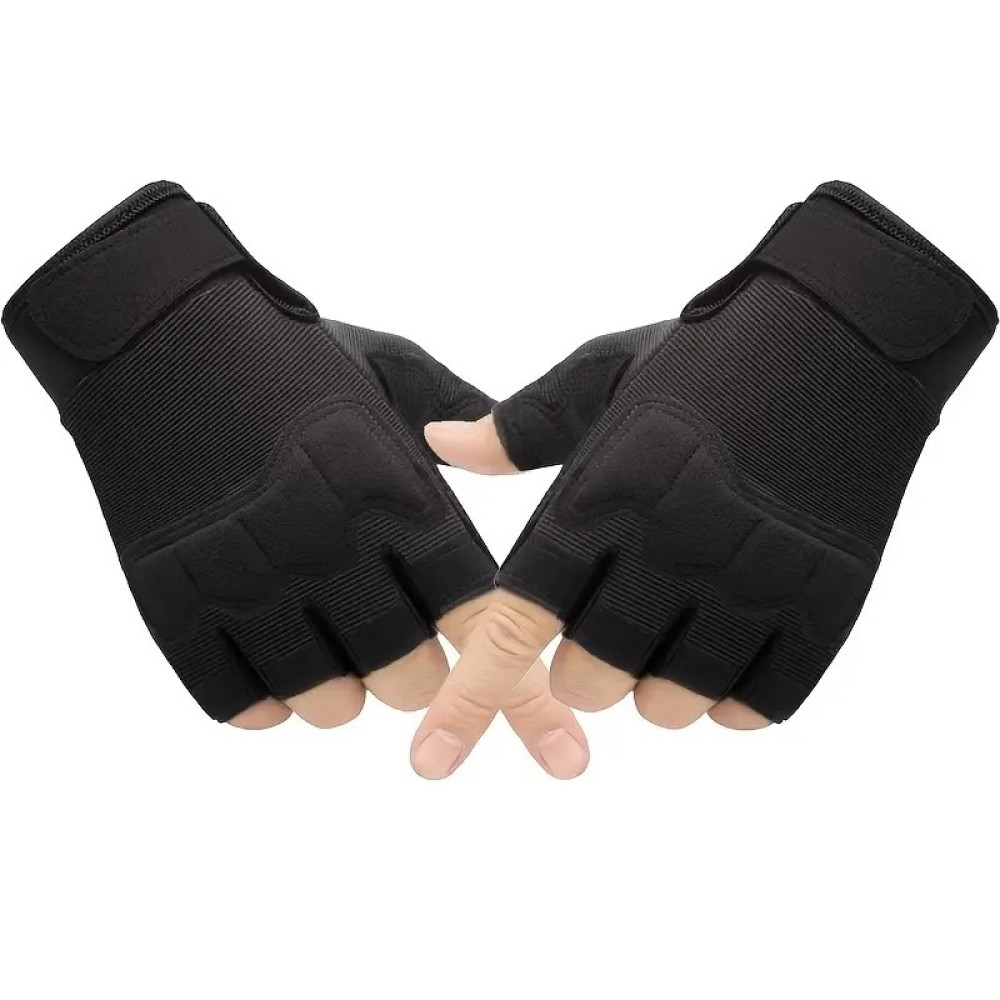 Luvas táticas de meio corte, espessas e resistentes ao desgaste, para homens e mulheres, ciclismo, fitness, pesca ao ar livre, combate, 1 peça XXL