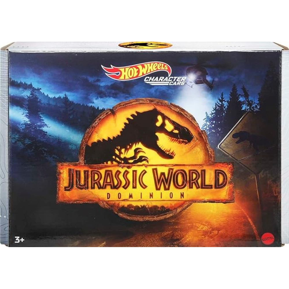 Hot Wheels Jurassic World Dominion Conjunto de 5 carros ou caminhões de personagens de brinquedo,