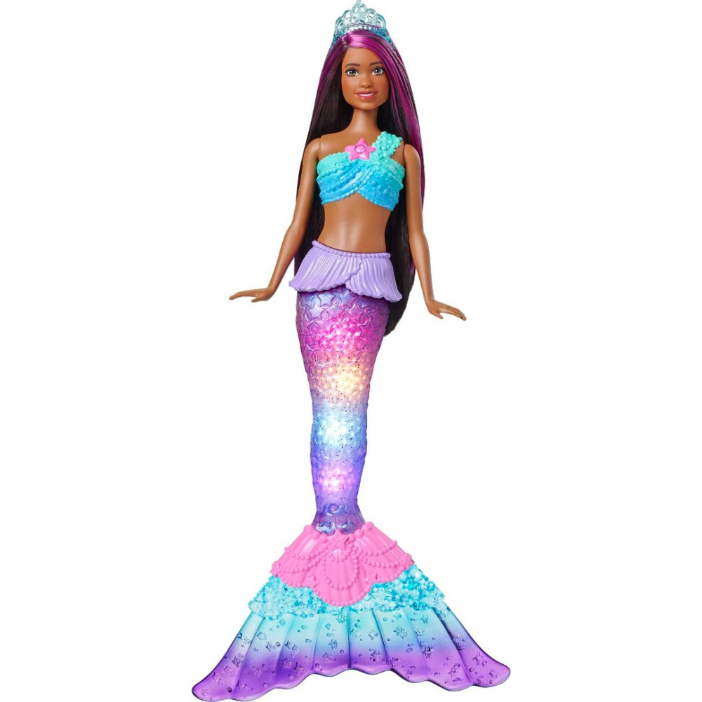 Barbie Sereia Dreamtopia com cauda iluminada e cabelo com mechas rosa