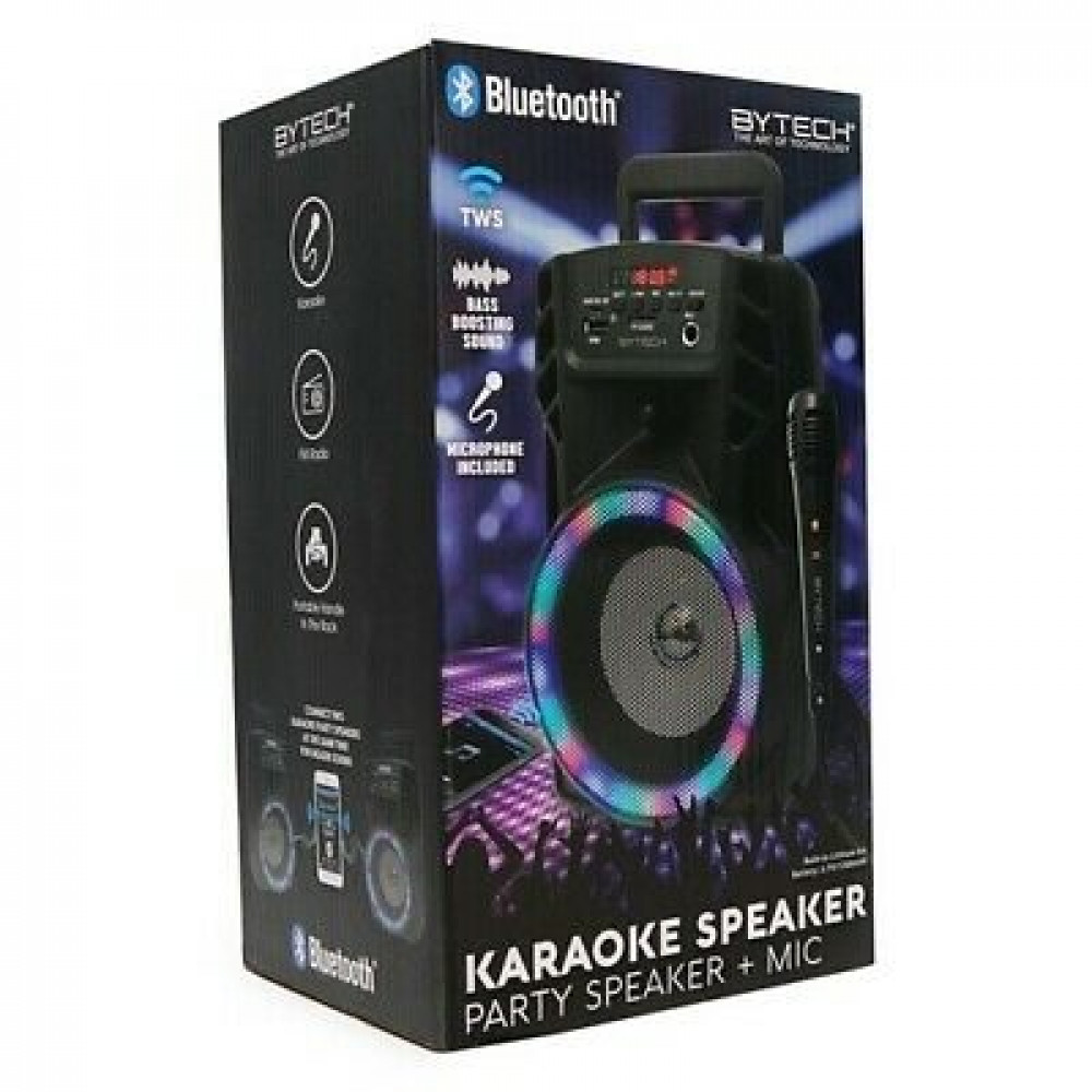 Alto-falante Bluetooth Karaoke Festa + Microfone Com Rádio Fm