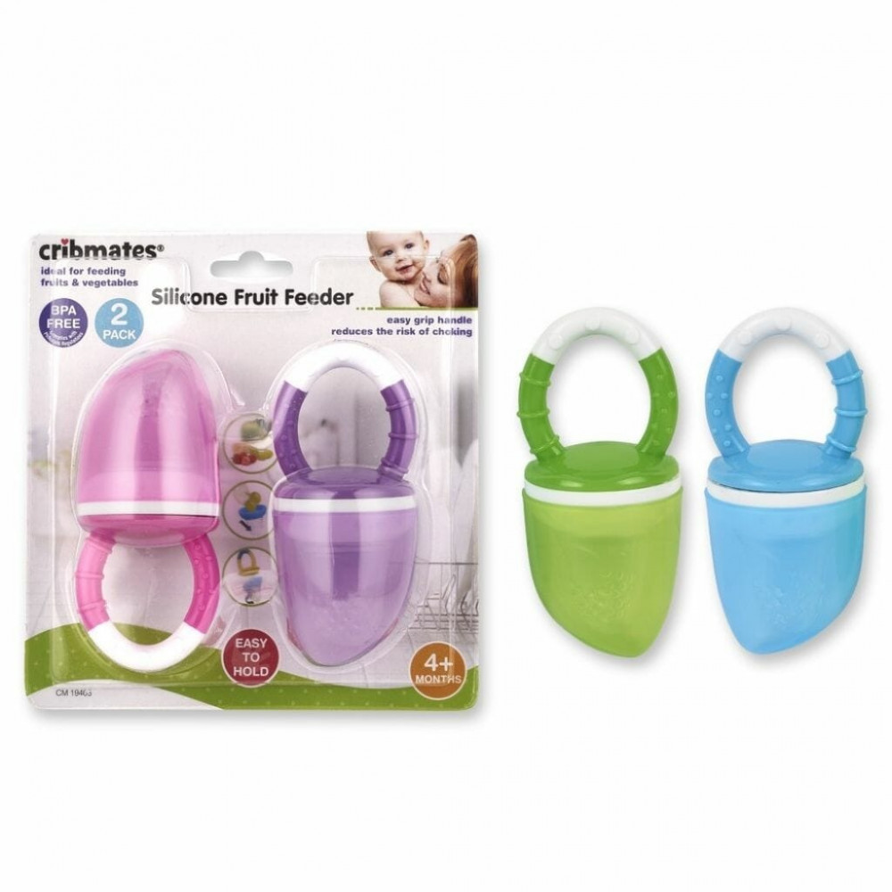Alimentador de frutas de silicone com 2 unidades Cribmates (ESCOLHER A COR)