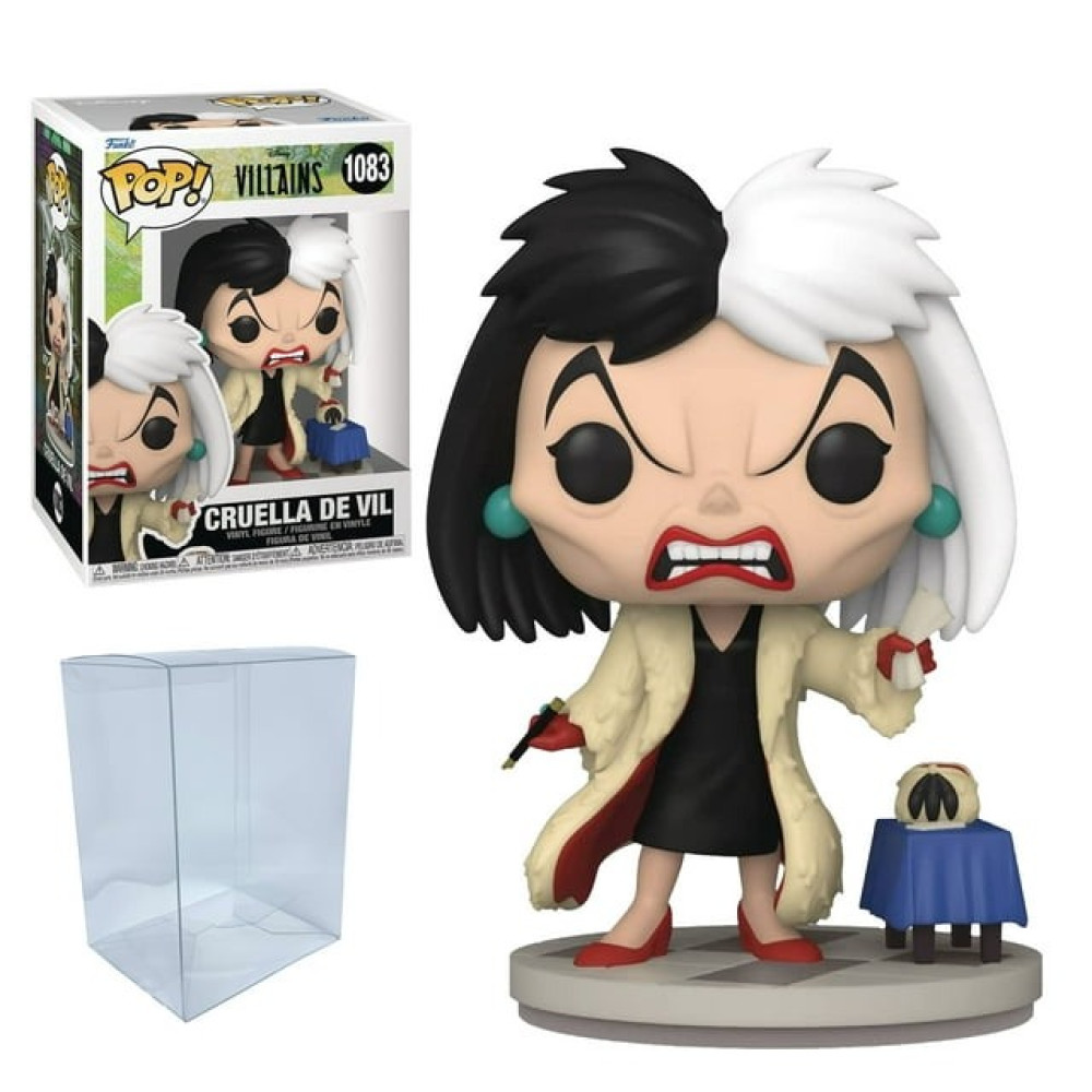 Funko Pop com pacote protetor - Inclui Disney: Villains - Cruella de Vil Pop #1083 