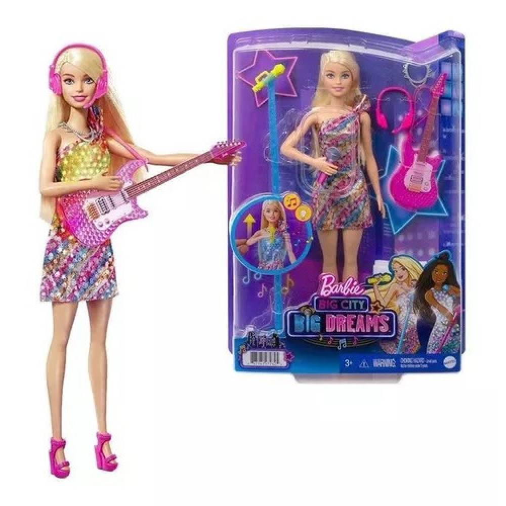 Barbie: cidade grande, grandes sonhos cantando boneca Malibu Roberts loira de 11,5 polegadas com música, recurso de iluminação, microfone e acessórios,