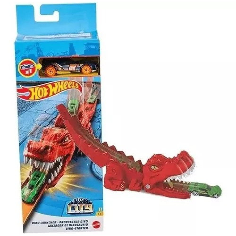 Hot Wheels Pista e Lançador Hot Wheels City Dinossauro T-rex Mattel