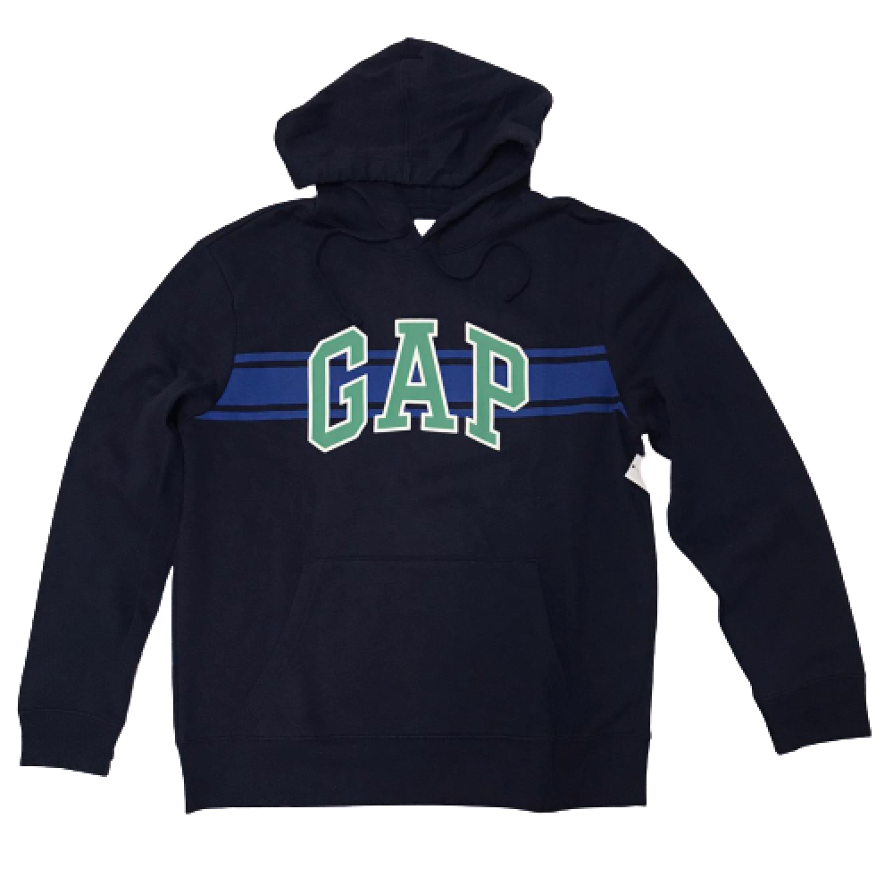 MOLETOM GAP LOGO COM LISTRAS AZUL MARINHO - M