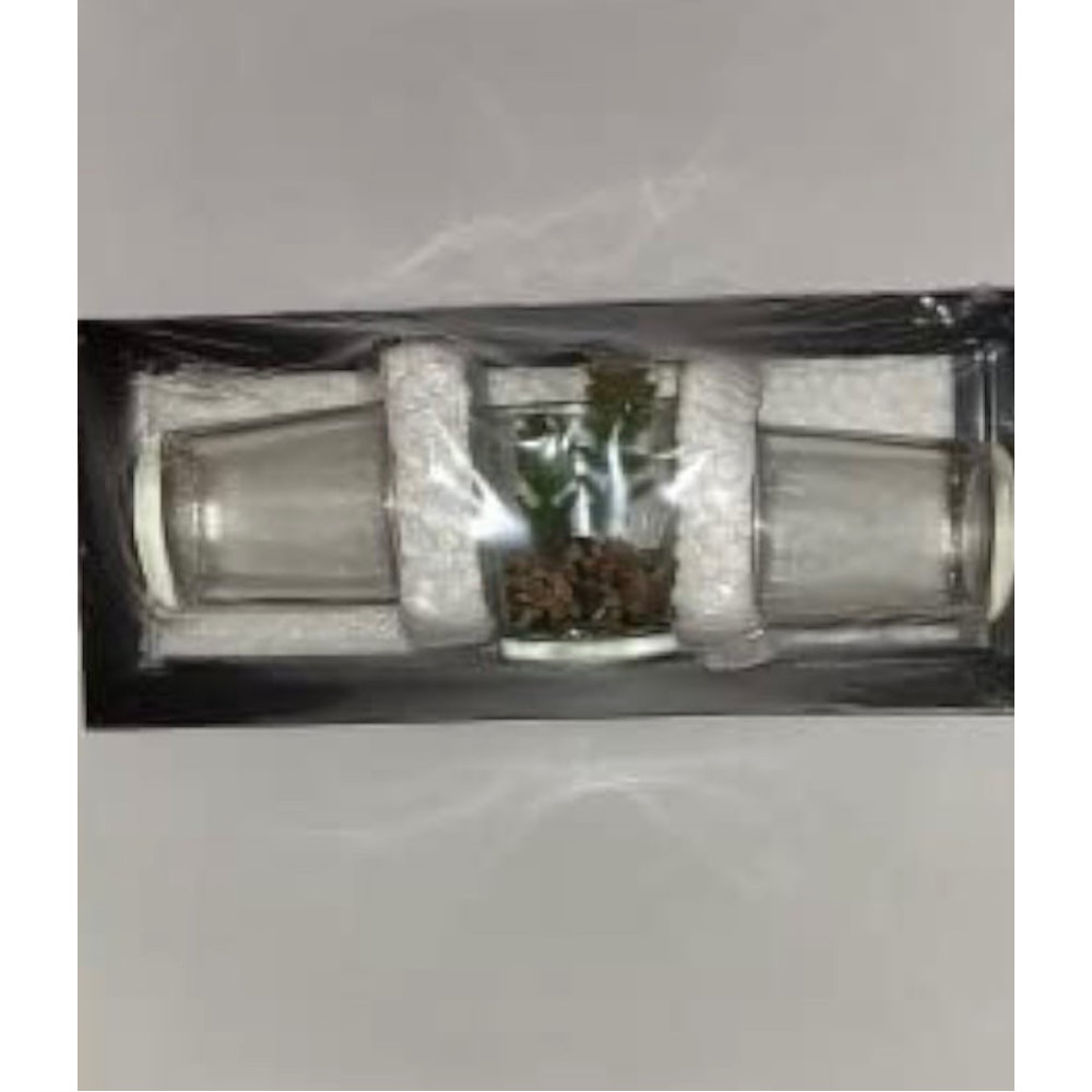 Mainstays Stone Tea Light Candle Garden com 3 porta-velas de vidro Tea Light, transparente
