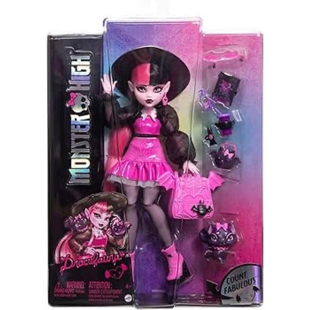 Boneca Draculaura Monster High C/ Pet E Acessórios - Mattel