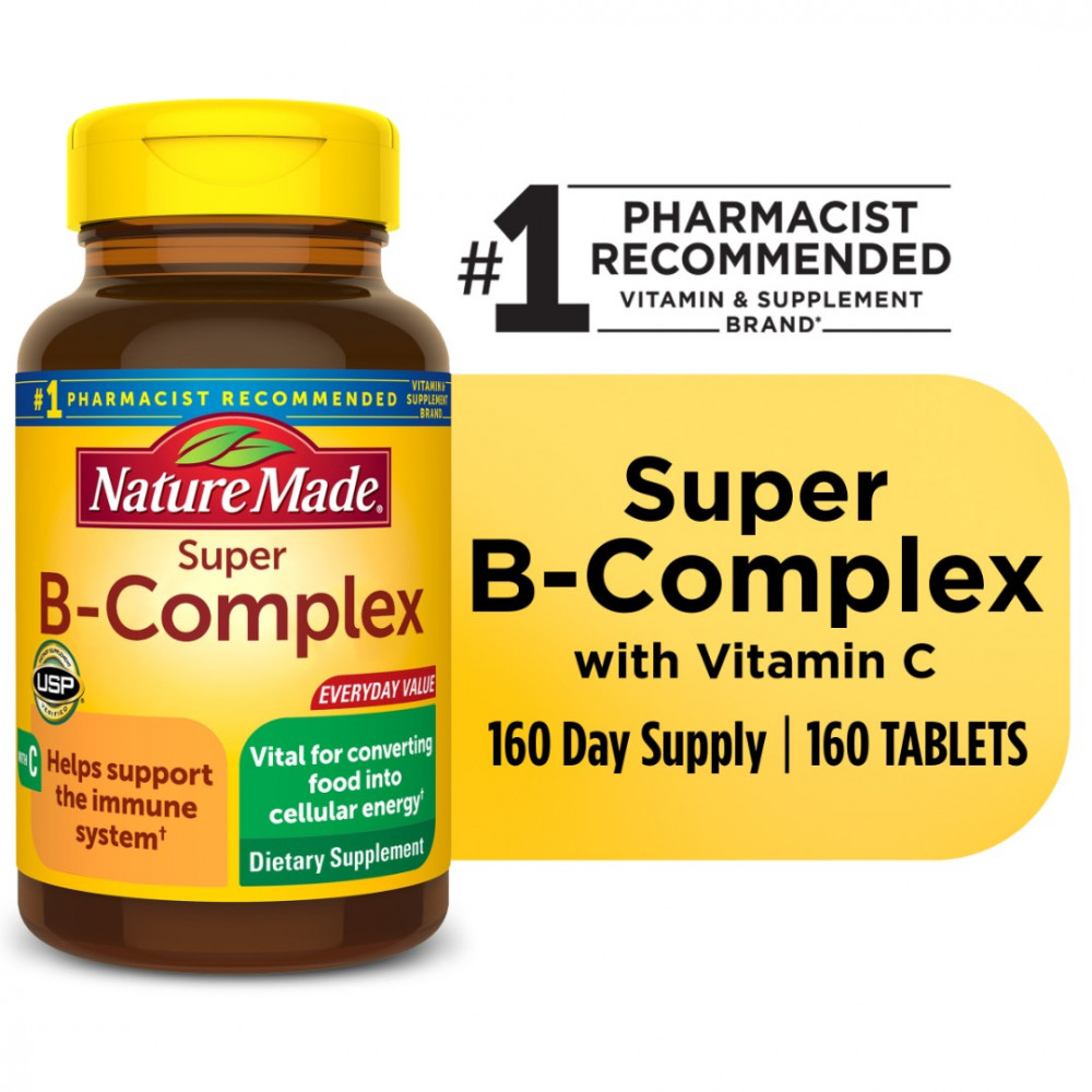 VITAMINA - Super B Complex with Vitamin C and Folic Acid Tablets, Dietary Supplement, 160 Count