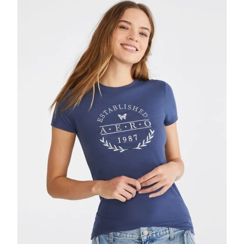 CAMISETA AEROPOSTALE FEMININA AZUL TAM GG