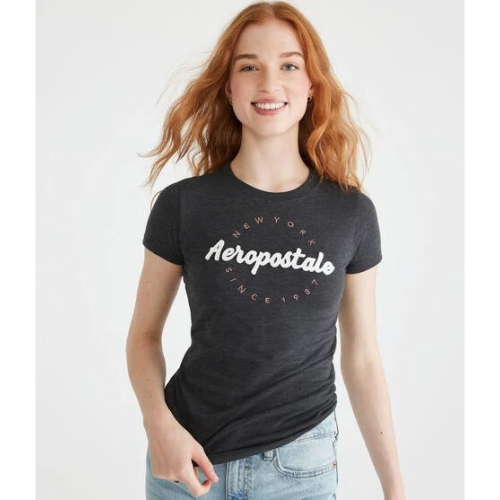 CAMISETA AEROPOSTALE FEMININA CINZA ESCURO TAM G