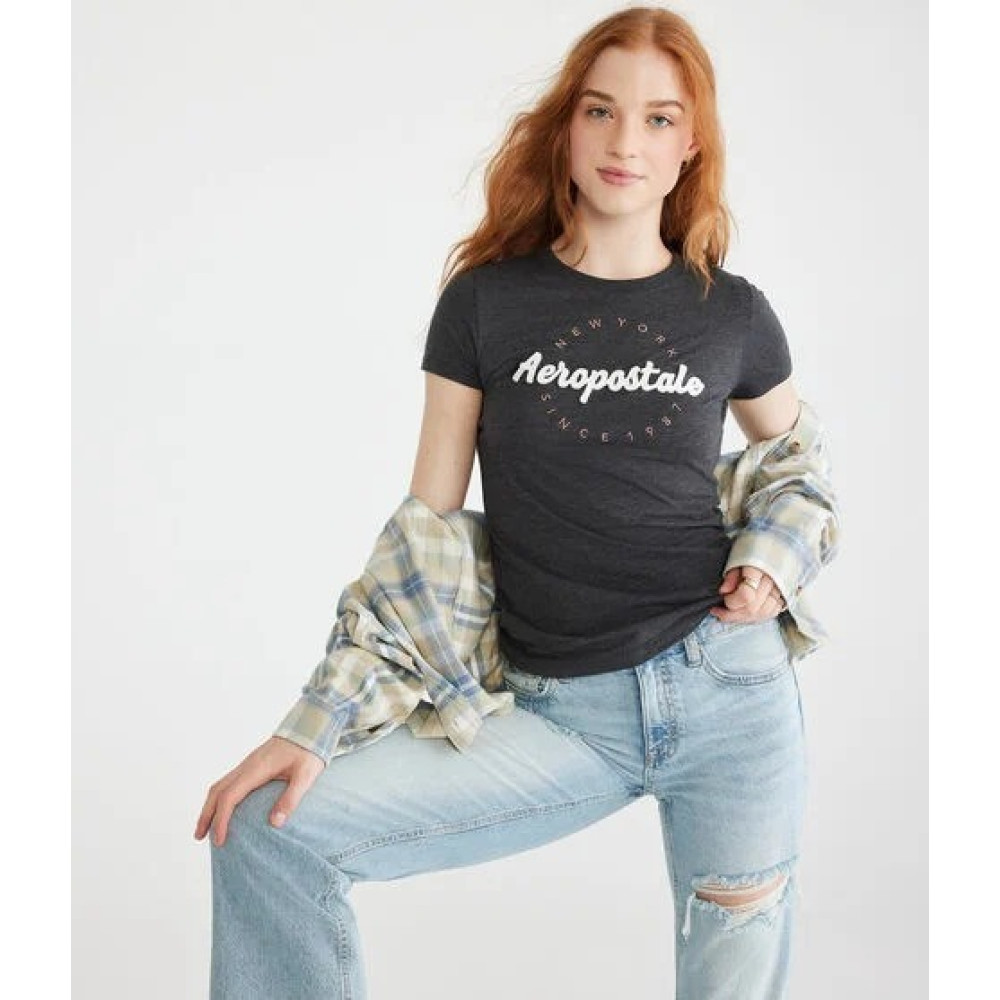 CAMISETA AEROPOSTALE FEMININA CINZA ESCURO TAM G