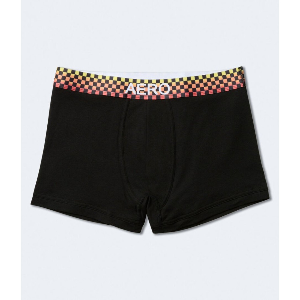 CUECA BOX - AEROPOSTALE  KNIT TRUNK COR PRETA  COM ELASTICO QUADRICULADO TAMANHO G E P