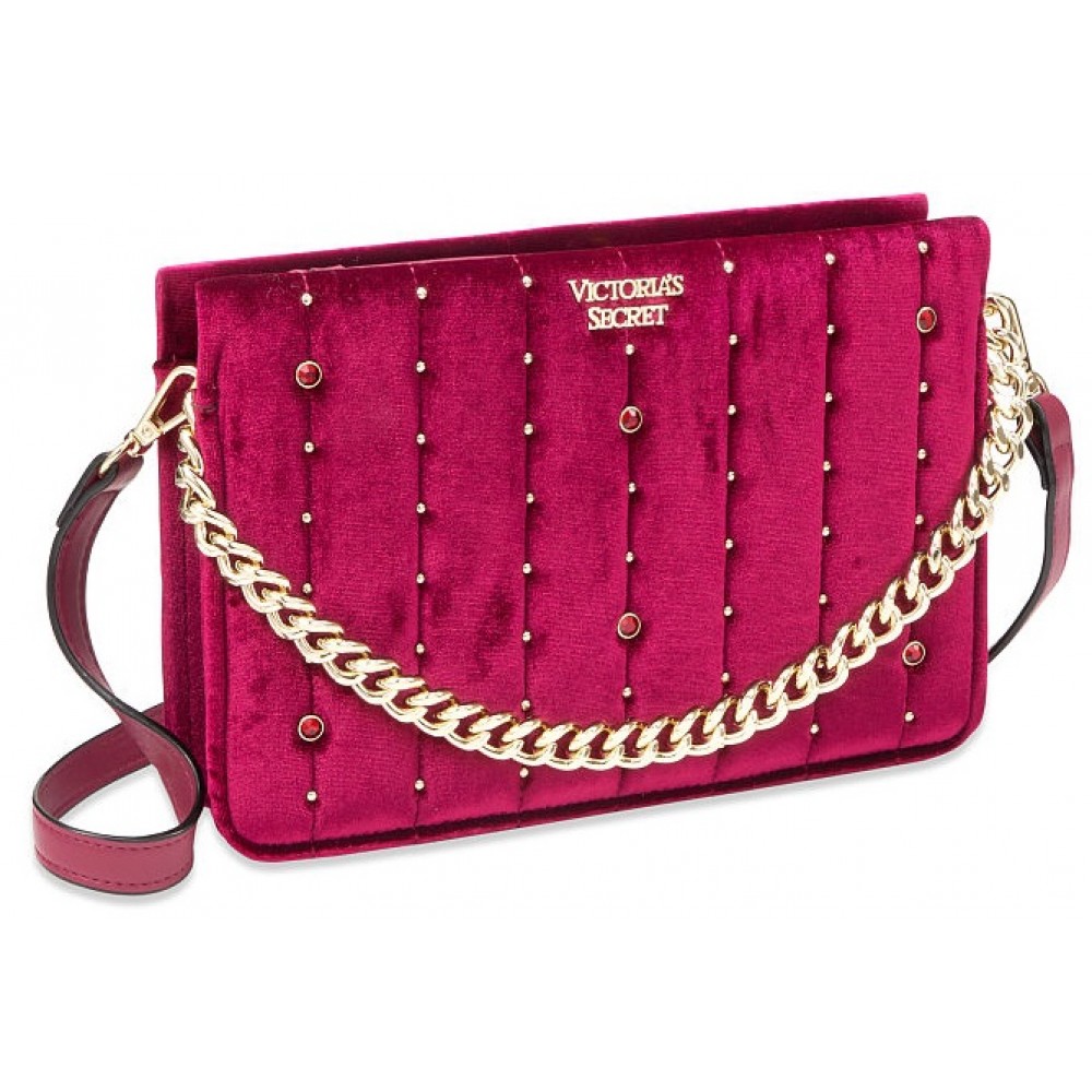 BOLSA TRANSVERSAL VICTORIA'S SECRET VELUDO VERMELHO