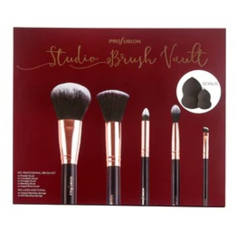 KIT 5 PINCÉIS + BEAUTY BLENDER PROFUSION STUDIO BRUSH VAULT