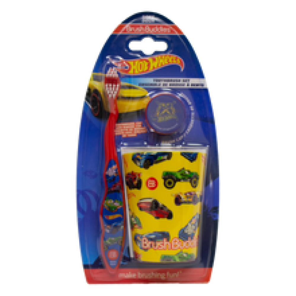 Kit  Escovas De Dente Kids Com Copo- Hot Wheels Eua