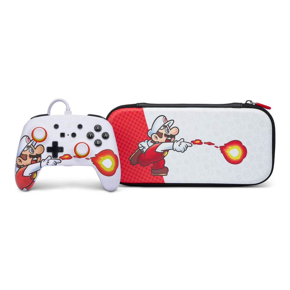 Controlador com fio aprimorado PowerA e case fino para Nintendo Switch - Mario Firebal