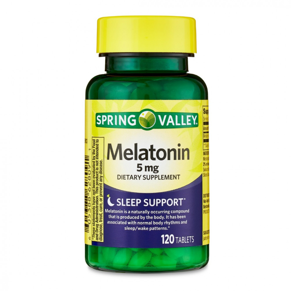 Suplemento dietético de comprimidos de melatonina de Spring Valley, 5 mg, 120 contagens