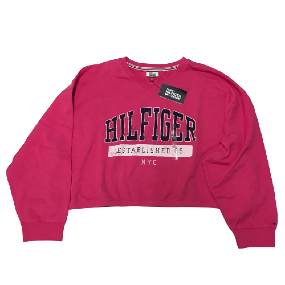 MOLETOM CROPPED TOMMY HILFIGER ROSA - XXG