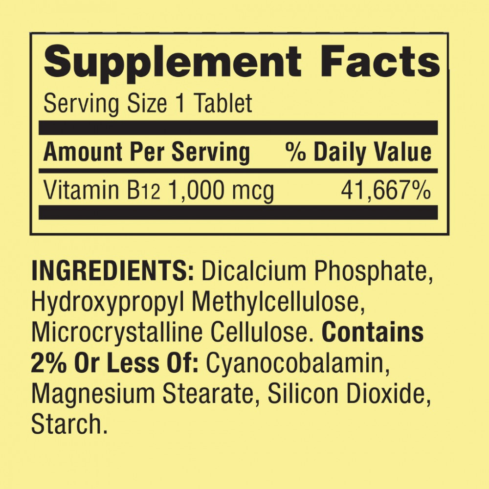 Vitamina B12 de Spring Valley, tamanho de valor de suplemento dietético, 1.000 mcg, 150 cap