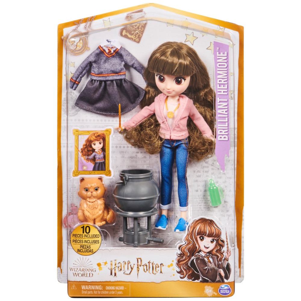 Boneca Hermione Granger brilhante de 8 polegadas do Wizarding World e 5 acessórios