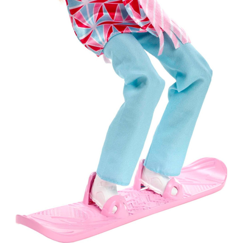 Barbie Snowboarder Fashion vestida com jaqueta, calça e capacete, com cabelo loiro