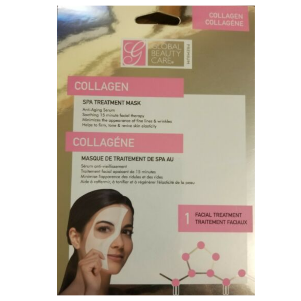 Global Beauty Care Premium Collagen Spa Treatment Mask for All Skin Types, 1 mask each pack