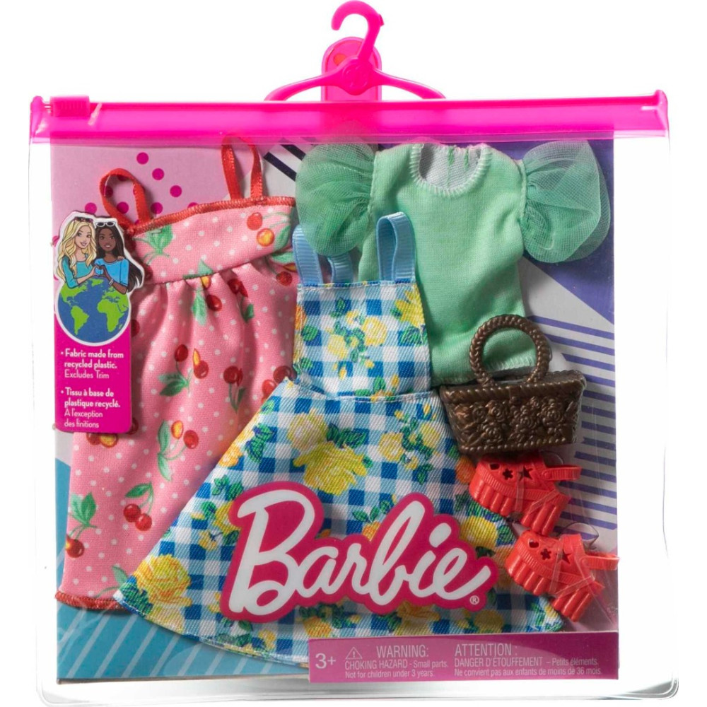 Barbie Modas, Roupa de Boneca com 1 Top, 2 Vestidos e Acessórios (2 Roupas)