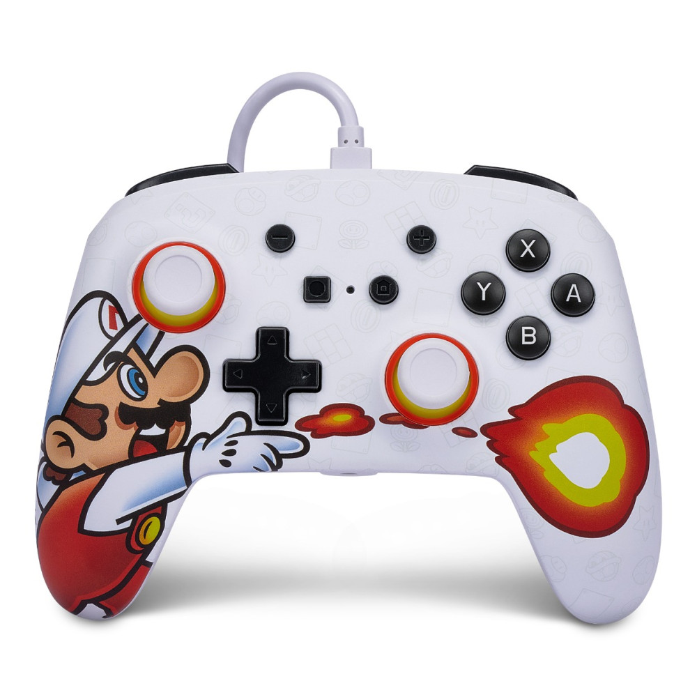 Controlador com fio aprimorado PowerA e case fino para Nintendo Switch - Mario Firebal