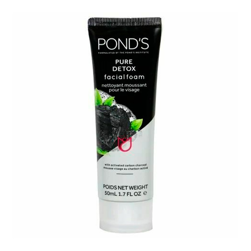 Espuma facial Ponds Pure Detox. Esfoliante e esfoliante para a pele. Remove sujeira, pele morta e impurezas. Contém Carvão Ativado. 1,7 fl.oz.