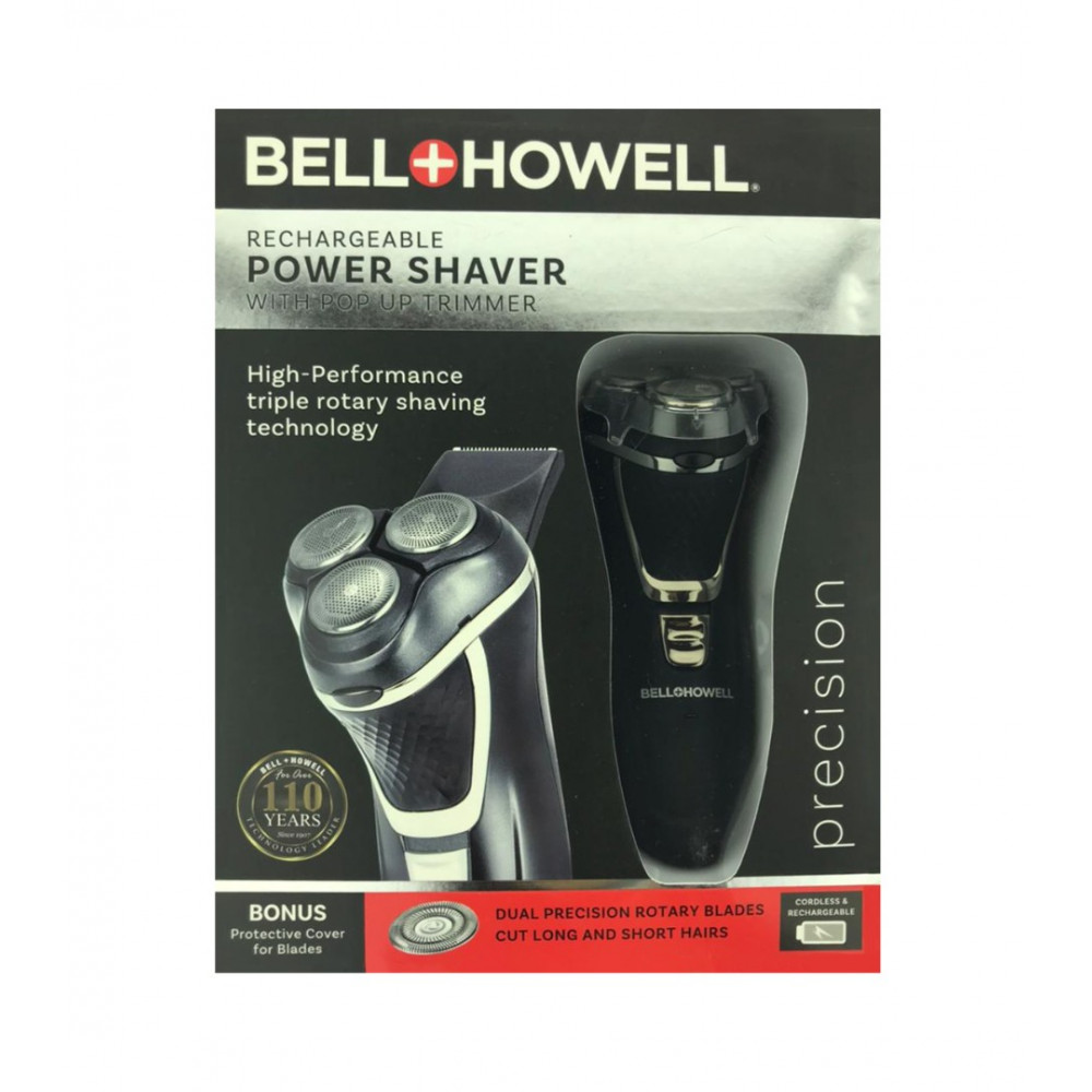 Bell & Howell Electric Shaver for Men Triple Rotary Shaving Technology with PopUp Trimmer Rechargeable Battery Lightweight for Traveling Ergonomic High Grip Design Easy to Clean