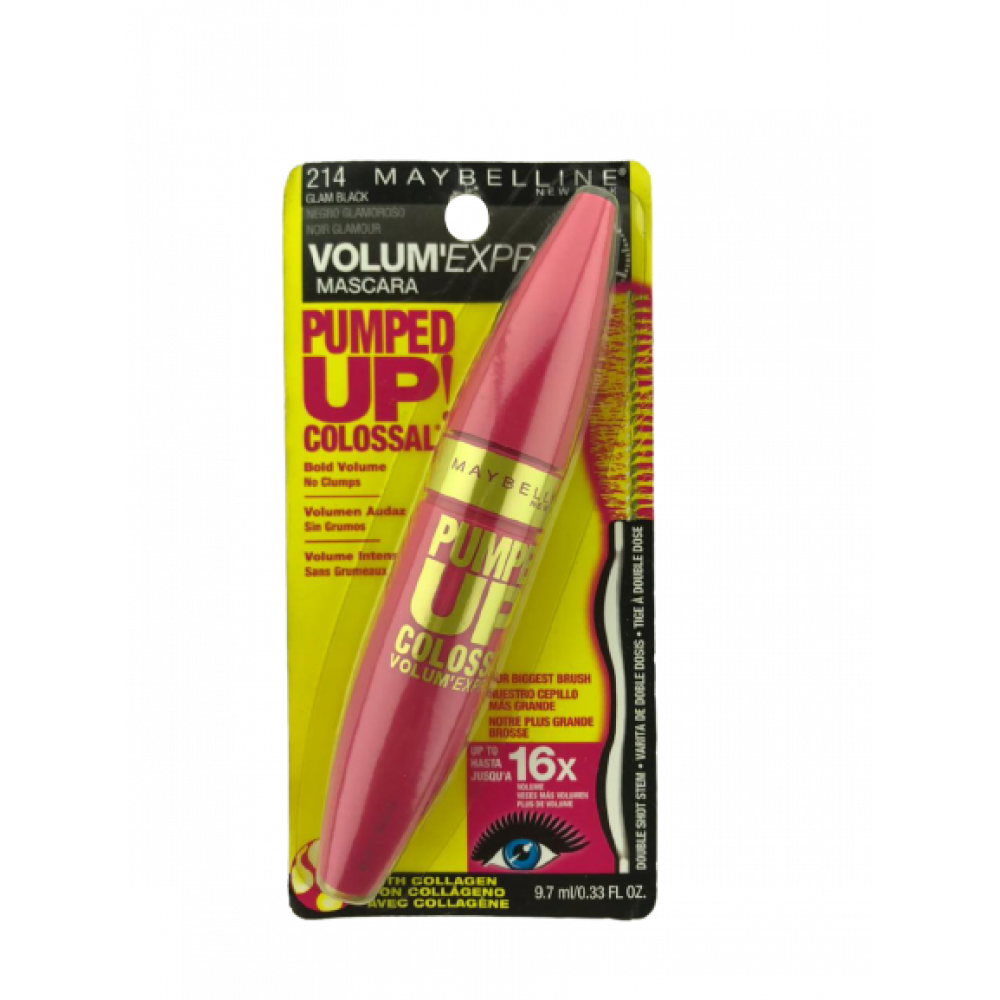 Maybelline New York Volum' Express Pumped Up Colossal Mascara, Glam Black 214