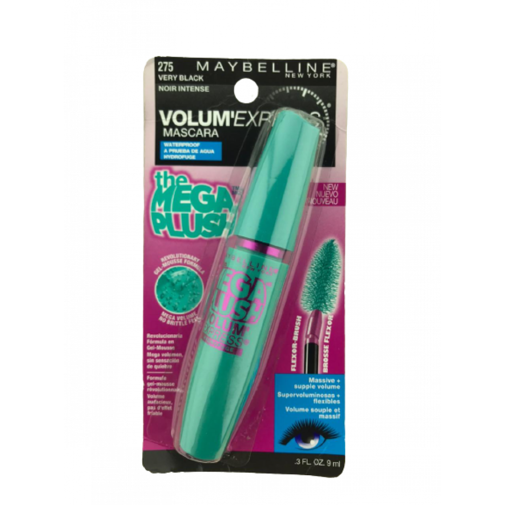 Maybelline New York Volum' Express The Mega Plush Waterproof Mascara, Very Black 275