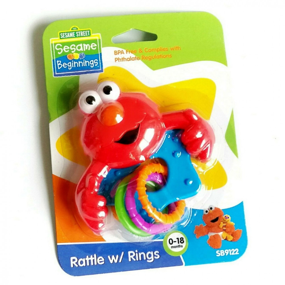 CHOCALHO COM MORDEDOR VILA SÉSAMO ELMO - SESAME BEGINNINGS OLHAR DESCRIÇÃO