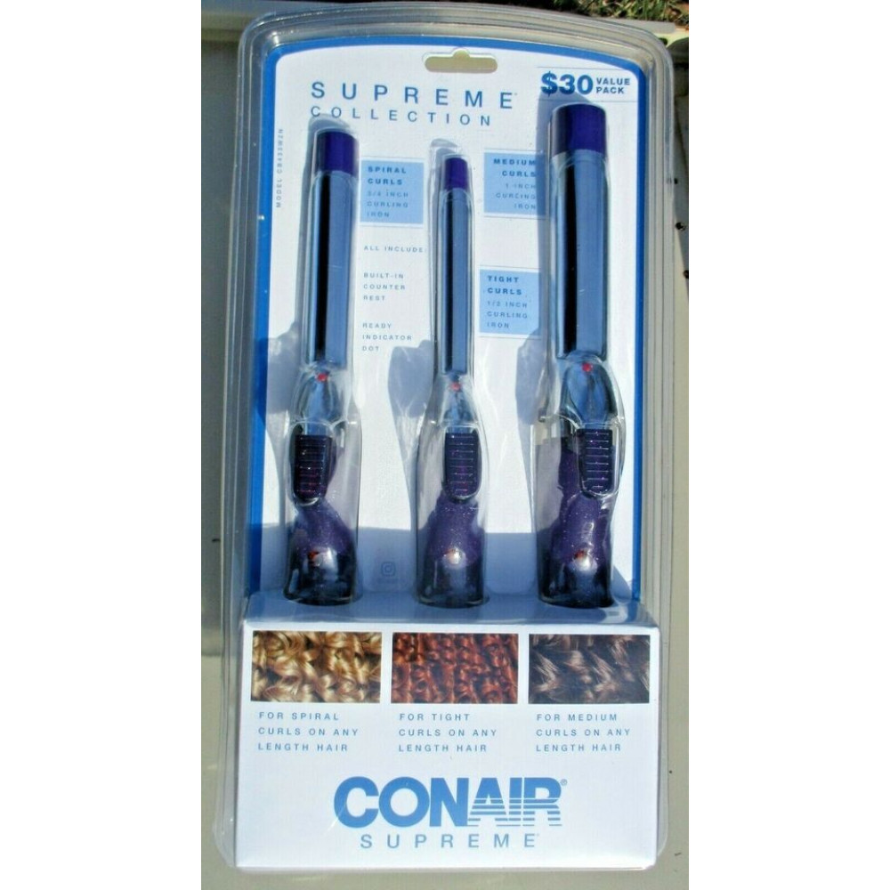 NEW* Conair Supreme Collection 3 Curling Irons 1/2" 3/4" & 1" Salon Quality Iron-