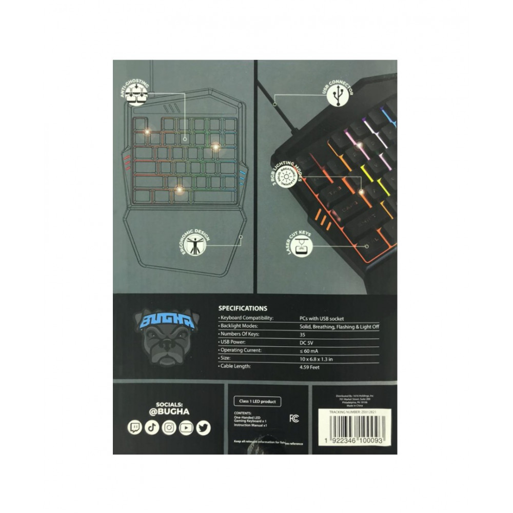 Teclado-BUGHA One - Handed Led Gaming Keyboard